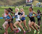 Emily Stewart (GB) and Ashley Gibson (Morpeth) running just behind 2012 olympic 5000 metres champion Meseret Defar during the Internation Womens 3k BUPA Great Edinburgh Cross country.